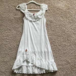 White crochet, pointelle spring, summer midi dress
